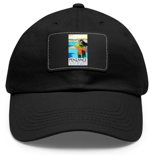 Discover Penzance in the Cornish Riviera - Vintage British Travel Poster Art - Travel - Dad Hat With Leather Patch