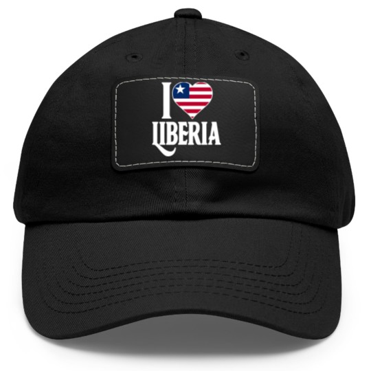 Discover I love Liberia flag Dad Hat With Leather Patch