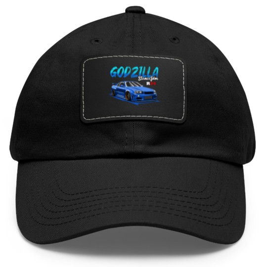 Discover SKYLINE R34 Blue Dad Hat With Leather Patch