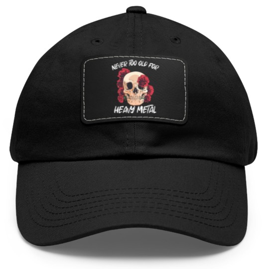 Discover Skull with Red Roses Heavy Metal Hard Rock - Vintage Heavy Metal - Dad Hat With Leather Patch