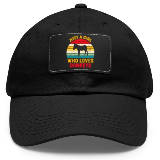 Discover Just A Girl Who Loves Donkeys Retro Sunset Donkey Lovers Dad Hat With Leather Patch