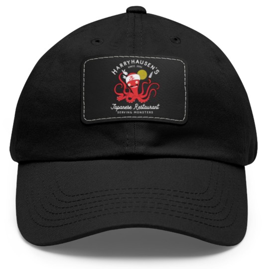 Discover Retro Octopus Chef Harryhausen's Japanese Restaurant Dad Hat With Leather Patch