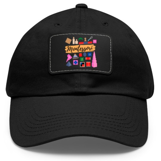 Discover Montessori materials gift for Montessori teacher or Montessori mom Dad Hat With Leather Patch