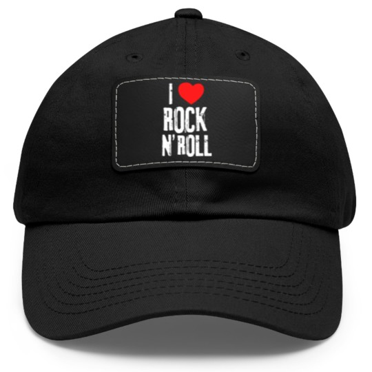 Discover i love rock roll band musician rock concert t Dad Hat With Leather Patch