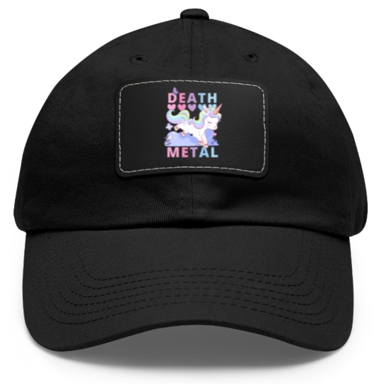 Discover Death Metal Adorable Unicorn rainbow Dad Hat With Leather Patch