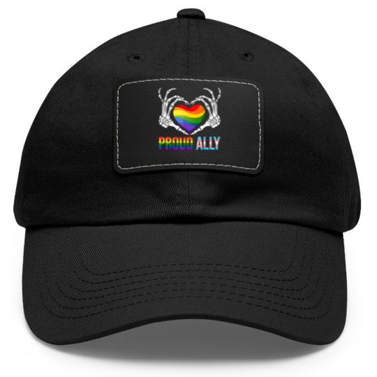 Discover proud ally lgbt transgender flag skeleton heart gay lesbian Dad Hat With Leather Patch