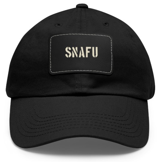 Discover SNAFU Funny Military Slang Design Stencil look le Dad Hat With Leather Patch