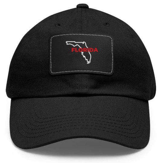 Discover Florida Map Outline - Florida Map - Dad Hat With Leather Patch