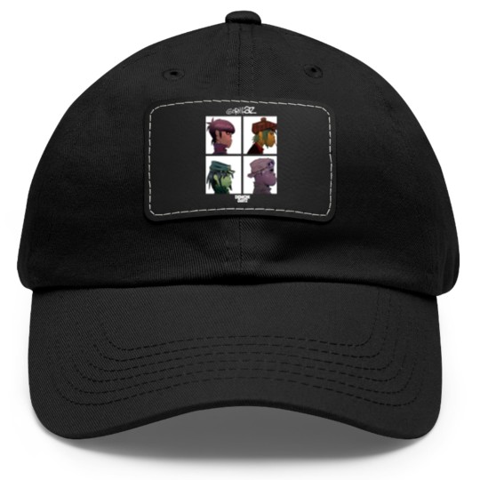 Discover Gorillaz Dad Hat With Leather Patch Mens Demon Days Band Logo Dad Hat With Leather Patch Short Sleeve Black