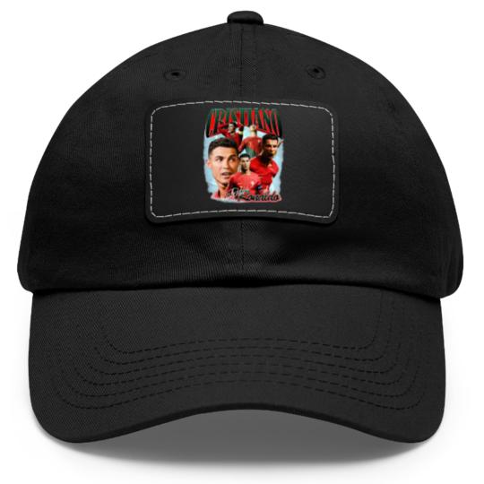 Discover Christiano Ronaldo Dad Hat With Leather Patch, Christiano Ronaldo fan Dad Hat With Leather Patch