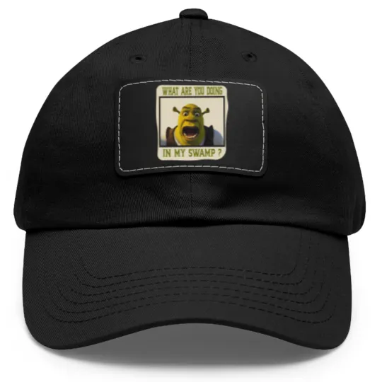 Discover Shrek Face Dad Hat With Leather Patch What Are You Doing in My Swamp Dad Hat With Leather Patch, I'm Swamped Dad Hat With Leather Patch, Funny Shrek Dad Hat With Leather Patch