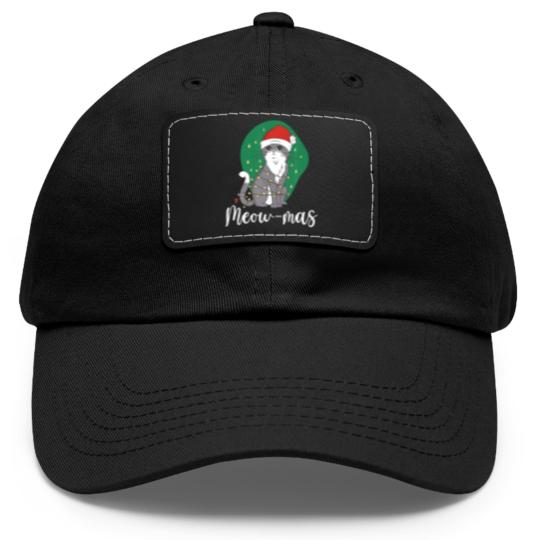 Discover Meow-Mas Cat Christmas Kitten Animal Christmas Tre Dad Hat With Leather Patch