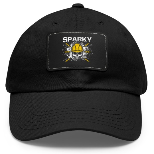 Discover Sparky Grounded Voltage Electrician Lineman Skull Dad Hat With Leather Patch