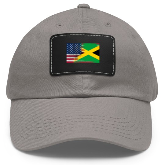 Discover Jamaican American Half Jamaica Half America Flag Dad Hat With Leather Patch