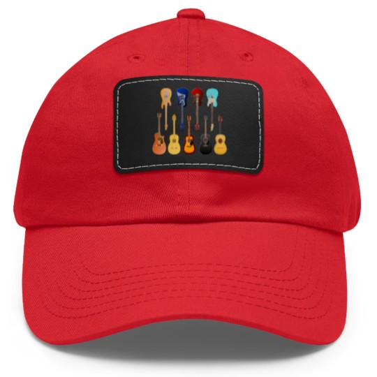 Discover Guitar T- Dad Hat With Leather Patch Many guitars T- Dad Hat With Leather Patch Dad Hat With Leather Patch