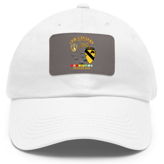 Discover 7th Cavalry (Air Cav) - 1st Cav Division w SVC - Air Assault - Dad Hat With Leather Patch