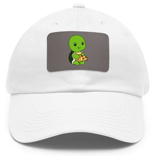 Discover Turtle pizza Dad Hat With Leather Patch