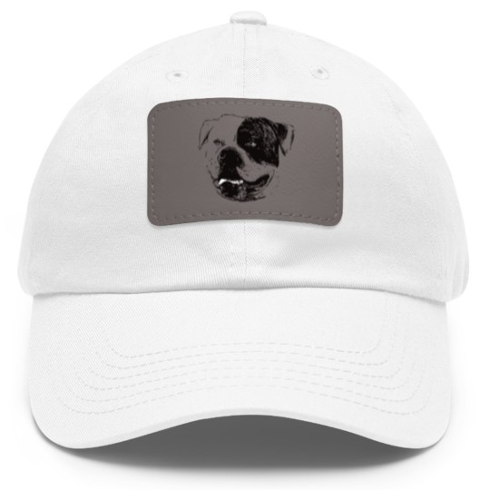 Discover American Bulldog Face Dad Hat With Leather Patch