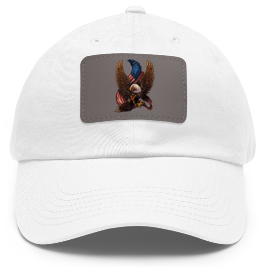 Discover Patriotic American Design With Eagle And Flag Dad Hat With Leather Patch