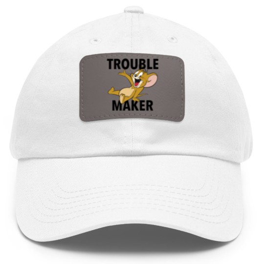 Discover Tom And Jerry Dad Hat With Leather Patch Trouble Maker Portrait