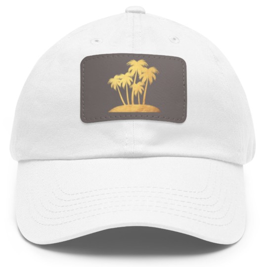 Discover Palm Gold Beach Vacation Island Luxury Summer Sun Dad Hat With Leather Patch