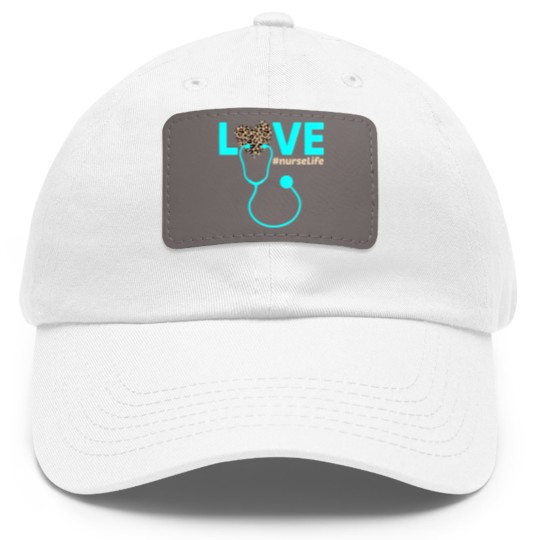 Discover Nurse Life RN LPN CNA Healthcare Cheetah Heart Dad Hat With Leather Patch