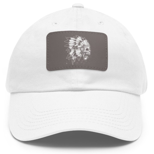 Discover skull native Dad Hat With Leather Patch