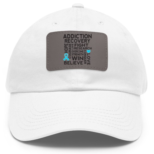 Discover Addiction Recovery Awareness Ribbon - Addiction Recovery Awareness - Dad Hat With Leather Patch