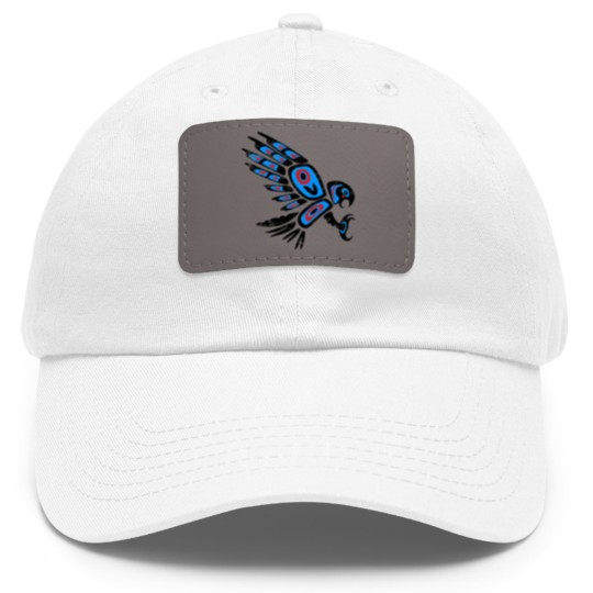 Discover native american red tailed hawk bird Totem tribal Dad Hat With Leather Patch