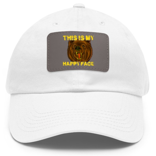 Discover This Is My Happy Face Funny Grizzly Bear Dad Hat With Leather Patch