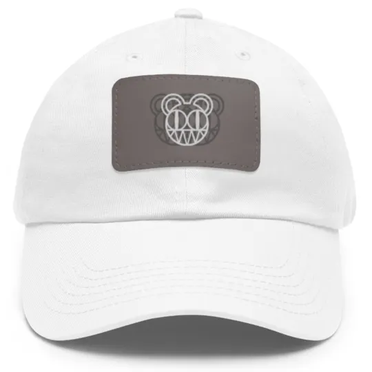 Discover Radio Bear Retro Minimalist Color Design Grey - Bear - Dad Hat With Leather Patch