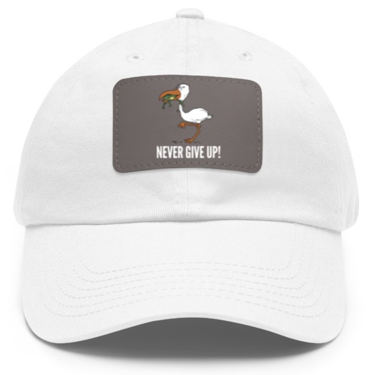 Discover Never Give Up Dad Hat With Leather Patch