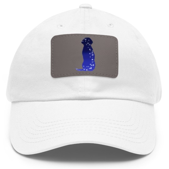 Discover Cosmic dog silhouette in blue with stars Dad Hat With Leather Patch