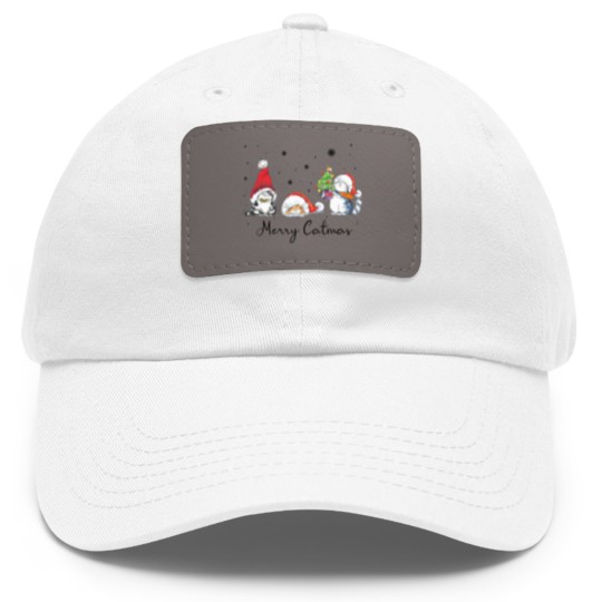 Discover Cats With Santa Hat Merry Catmas Cat Lover Christmas Gift Dad Hat With Leather Patch