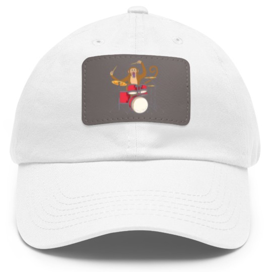 Discover Monkey Playing Drums Drummer Band The Animal Dad Hat With Leather Patch