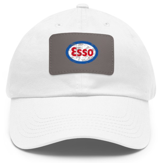 Discover Vintage distressed Esso logo - Auto Racing - Dad Hat With Leather Patch