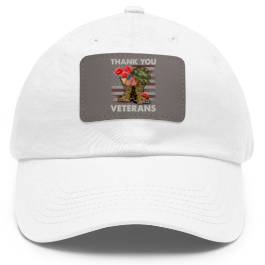 Discover Thank You Veterans Dad Hat With Leather Patch