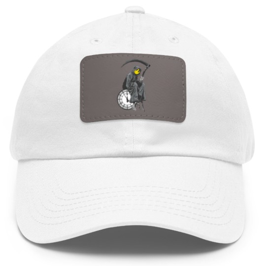 Discover banksy grim reaper clock Dad Hat With Leather Patch
