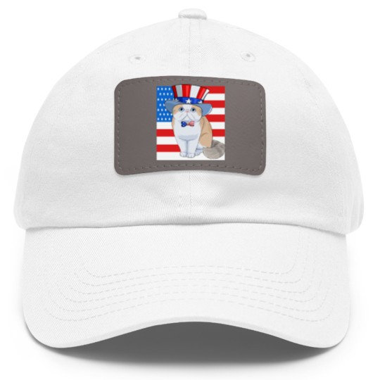 Discover Exotic Shorthair Cat 4th of July - Exotic Cat - Dad Hat With Leather Patch