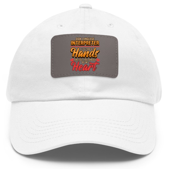 Discover sign language interpreter signpost gesture Dad Hat With Leather Patch
