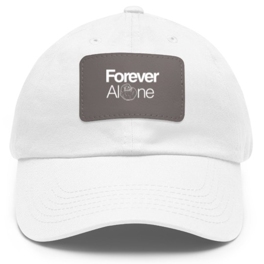 Discover Forever Alone White Dad Hat With Leather Patch