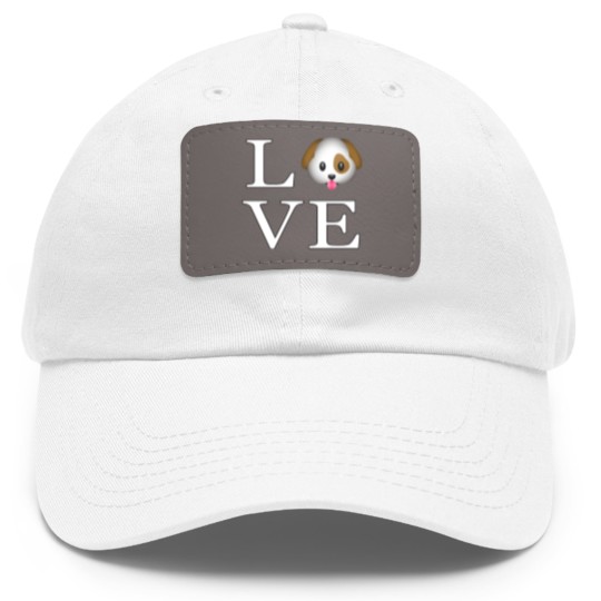 Discover Love Cute Dog _emoji icon smiley emoticon Dad Hat With Leather Patch