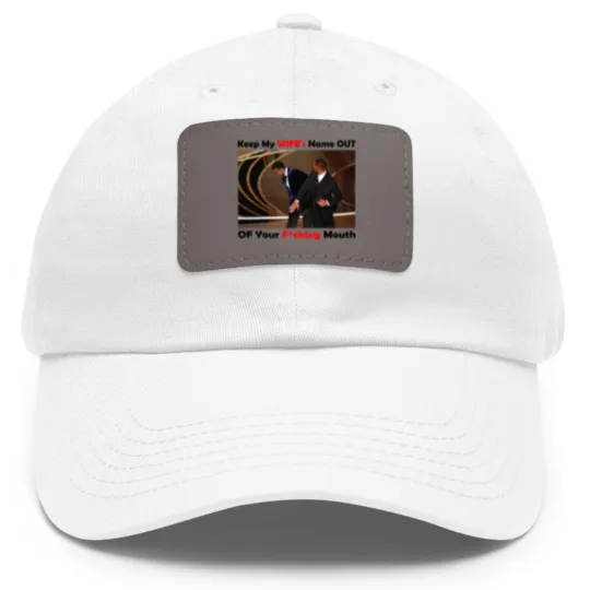 Discover Will Smith Smacks Chris Rocks Onstage Dad Hat With Leather Patch, Will Smith Dad Hat With Leather Patch, Will Smith Slapped Chris Rocks, 2022 Oscars, Meme Dad Hat With Leather Patch