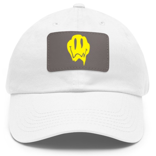 Discover Melting Acid Smiley Face Dad Hat With Leather Patch