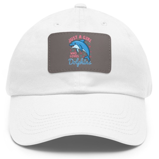 Discover Dolphin Just A Girl Dolphins Gift Dad Hat With Leather Patch
