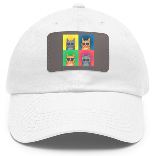 Discover cat pop art Dad Hat With Leather Patch