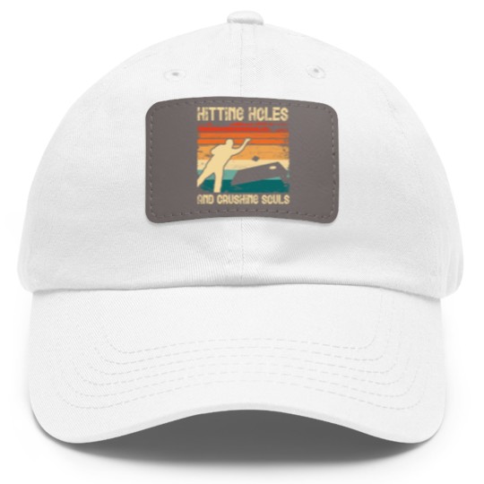 Discover Hitting Holes and Crushing Souls Cornhole Hole Dad Hat With Leather Patch