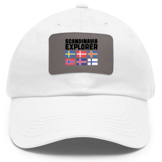 Discover Scandinavia Explorer Flags Iceland Sweden Norway Dad Hat With Leather Patch