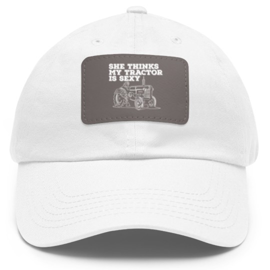 Discover Tractor Funny Mens - She Thinks My Tractor Is Sexy Dad Hat With Leather Patch