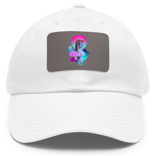 Discover Vaporwave Blessed Mother - Vaporwave - Dad Hat With Leather Patch